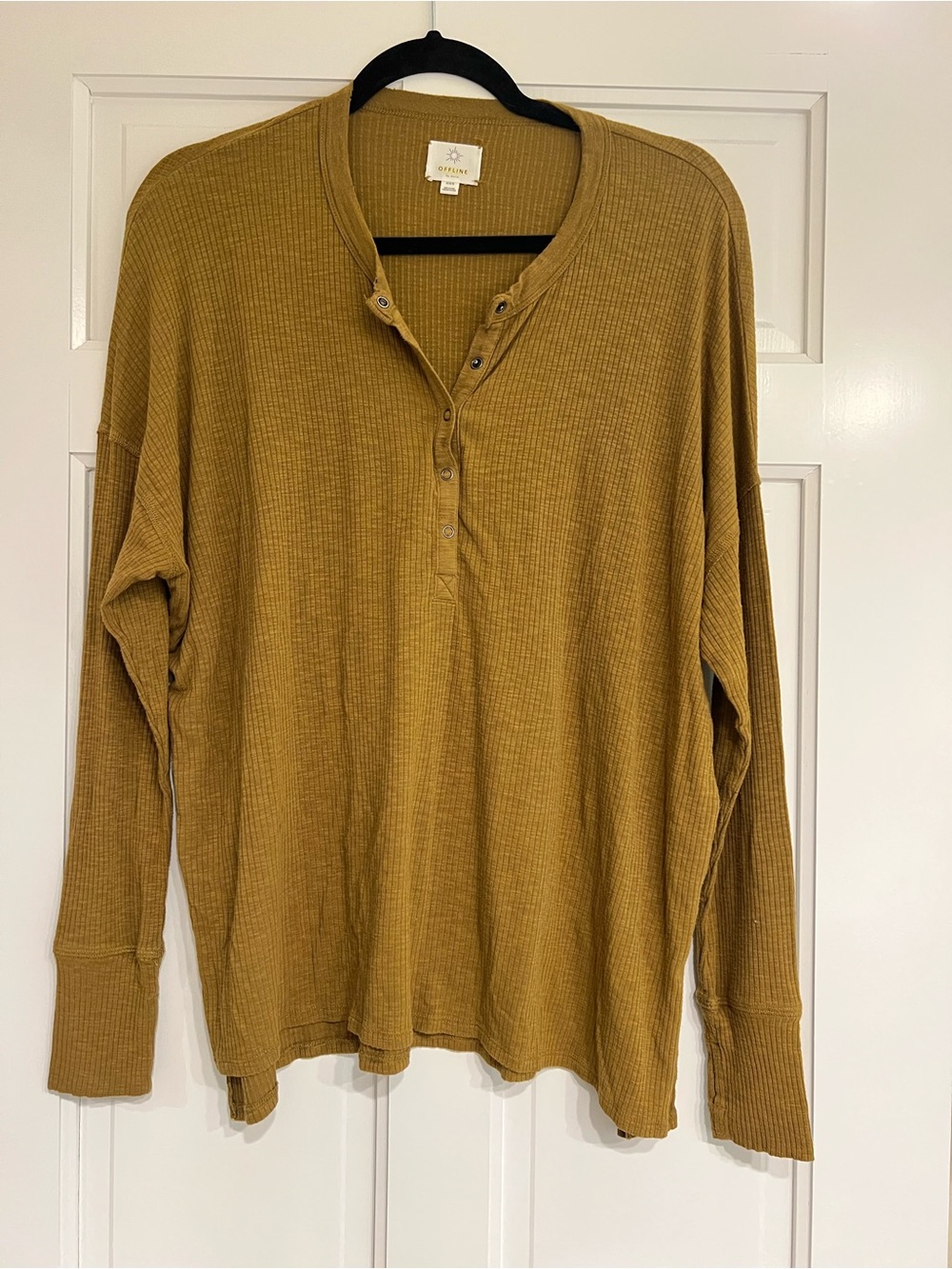 Aerie Offline Side Slit Henley Tunic Top